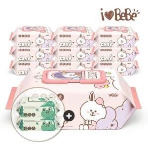 <b>아이러브베베</b> 라인프렌즈 드림 코니 물티슈 캡형 77매 + 리필형 20매