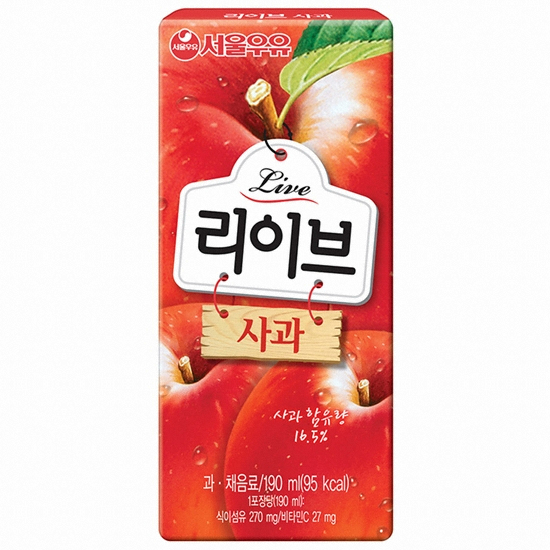 서울우유 리이브 사과 190ml이미지입니다. 누르면 해당 게시물로 새창이동합니다.