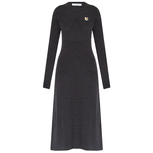 메종키츠네 폭스 헤드 패치 롱 플레어 드레스 JW01640KT1036 H190