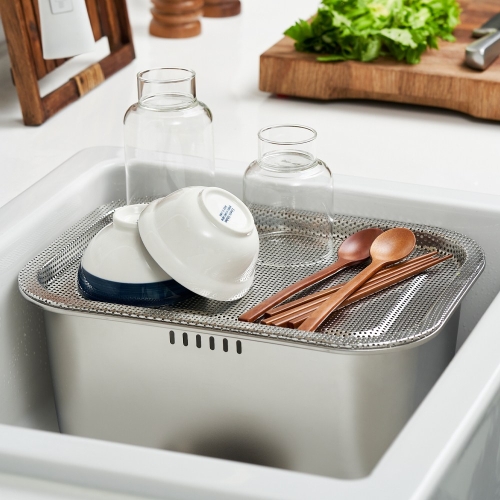 바겐슈타이거 스텐304 설거지통 + 타공 커버 트레이 세트 1세트_이미지