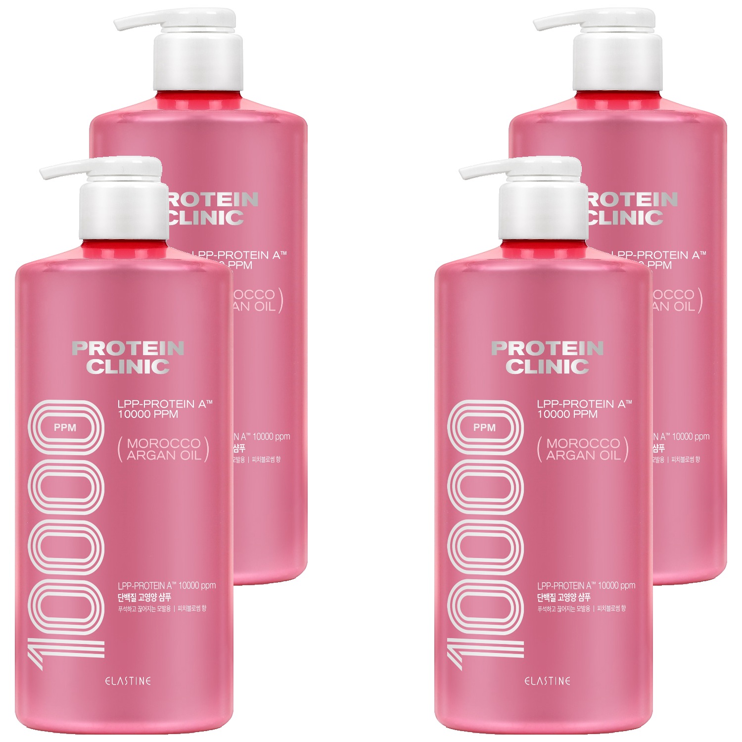LG생활건강 엘라스틴 프로틴클리닉 10000 단백질 고영양 샴푸 피치블로썸향 1000ml (4개)