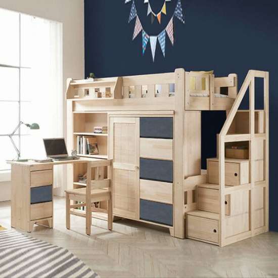 NA50 칠레송원목 책상형 벙커침대 S