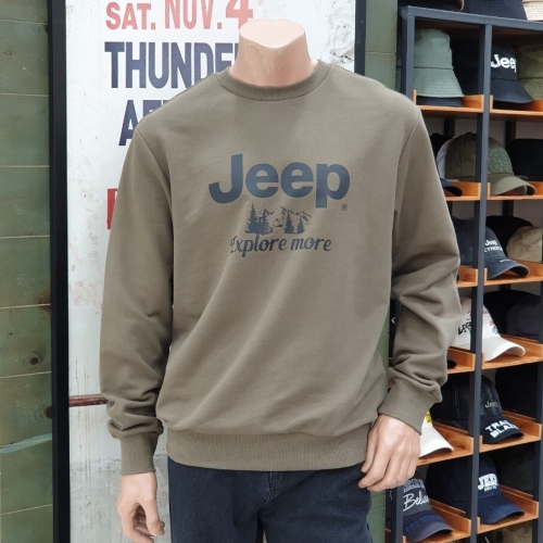 JEEP JP1TSU891 저가 기획 큰 로고 맨투맨 카키 티셔츠 A8_이미지