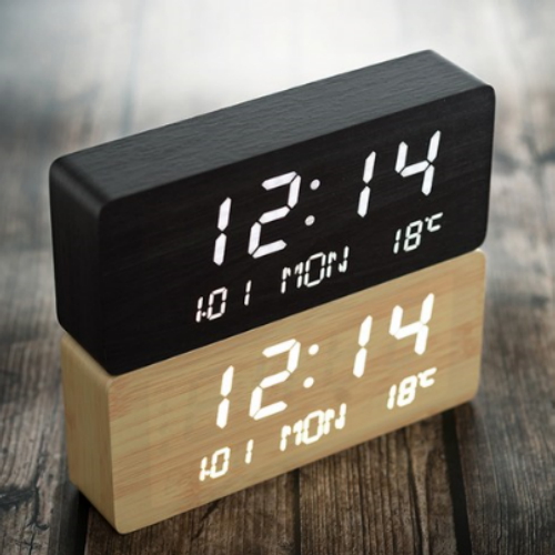 우드 LED 데이트 탁상시계