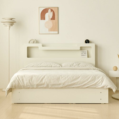 장인가구 파인트 컬러핏 수납 LED침대 Q (유로탑독립)
