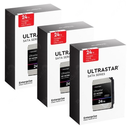 Western Digital Ultrastar DC HC580 박스 패키지 7200/512M WUH722424ALE6L4 (3x24TB)_이미지