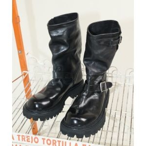 YASE 6.5cm 페더 코만도솔 홀스하이드 엔지니어부츠 블랙 L02BHBK 367985_이미지