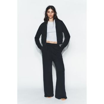 자라 우먼 WASHED이펙트 플리스 후리스 트라우저스 바지 팬츠STUDS 챠콜 4174057822 112397