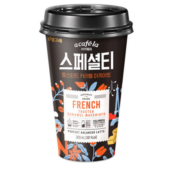 빙그레 아카페라  스페셜티 프렌치 토스티드 카라멜 마끼아또 300ml (1개)