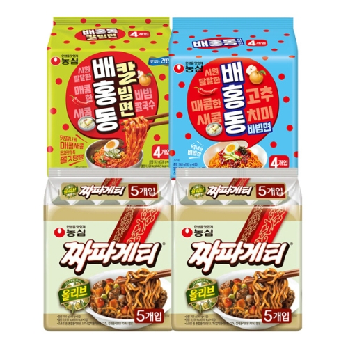 농심 짜파게티10개 + 배홍동 비빔면4개 + 배홍동 칼빔면4개
