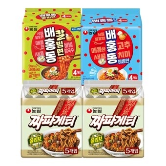 농심 짜파게티10개 + <b>배홍동</b> <b>비빔</b><b>면</b>4개 + <b>배홍동</b> 칼빔면4개