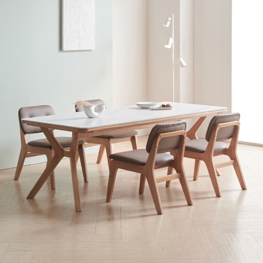 라로퍼니처 밀러 포세린 통세라믹 낮은 식탁 1900 (의자4개)_이미지