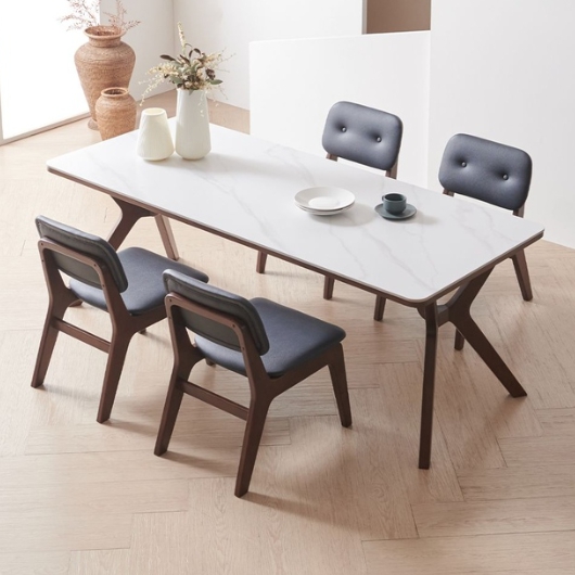 라로퍼니처 밀러 포세린 통세라믹 낮은 식탁 1900 (의자4개)_이미지