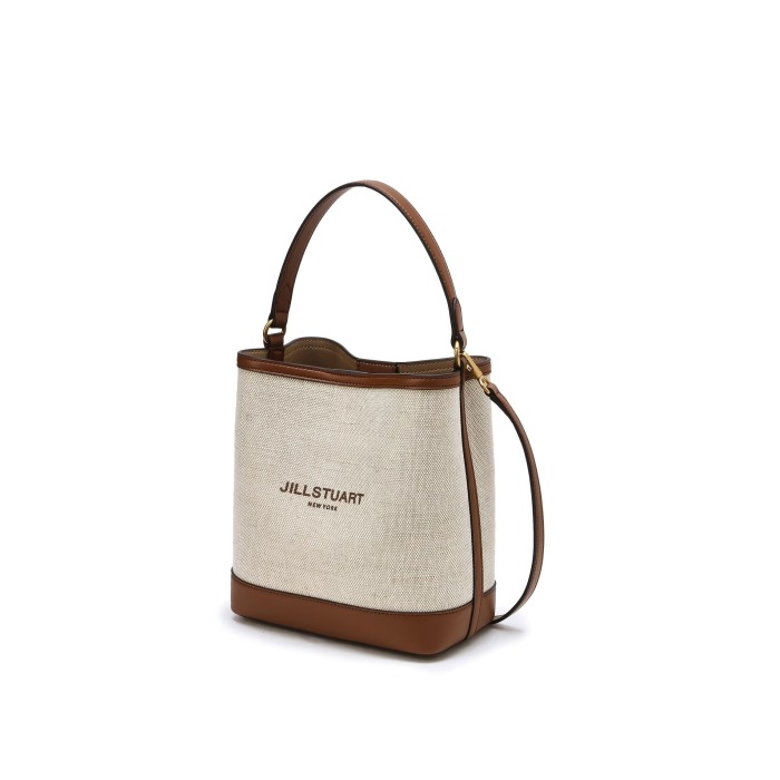 뉴페이퍼 아이보리 가죽배색 캔버스 버킷백 M JABA3E649W2