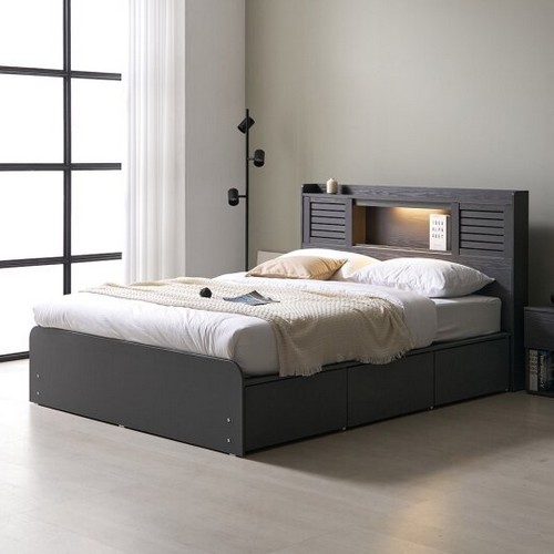 상일리베가구 트레비 LED 수납 침대 SS+SS (매트별도)_이미지