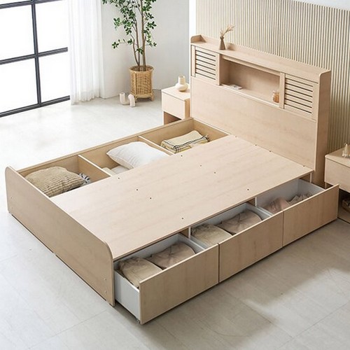 상일리베가구 트레비 LED 수납 침대 SS+SS (매트별도)_이미지