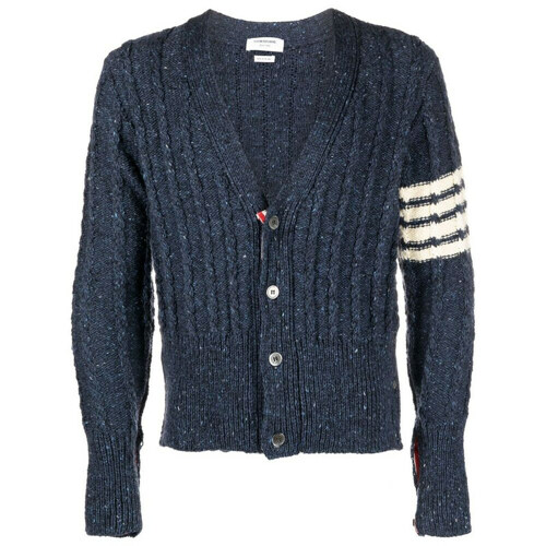 톰브라운 사선 완장 울 케이블 브이넥 가디건 MKC486B Y1506 (424, 블루)