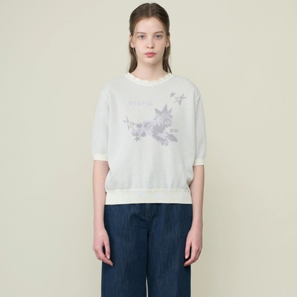 BCBG 유토피아 스칼럽넥 니트 B6M3K405_이미지