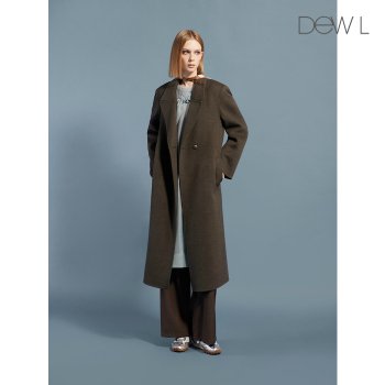듀엘 CINE de 알파카 블렌드 핸드메이드 싱글 롱 코트 KA_D254MSG920
