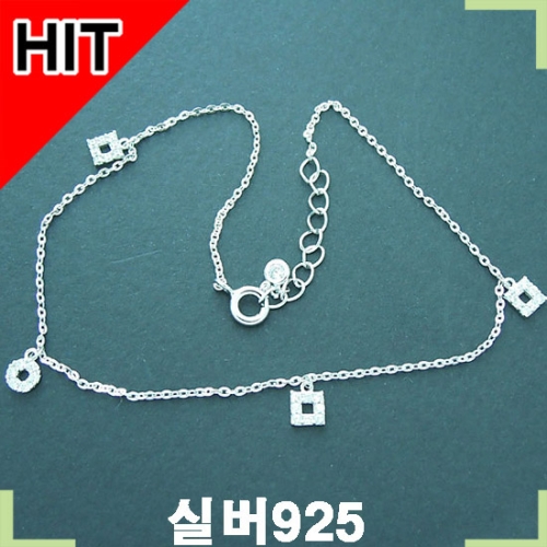 세련된 사각 원형큐빅 실버발찌  51607f  여성발찌