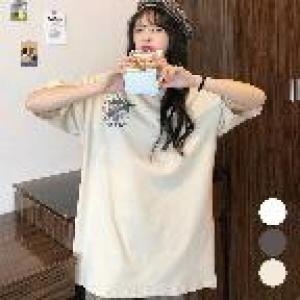 에이치플러스몰 여성 여름 편한 데일리 오버핏 프린팅 반팔티셔츠 WE6E3D4