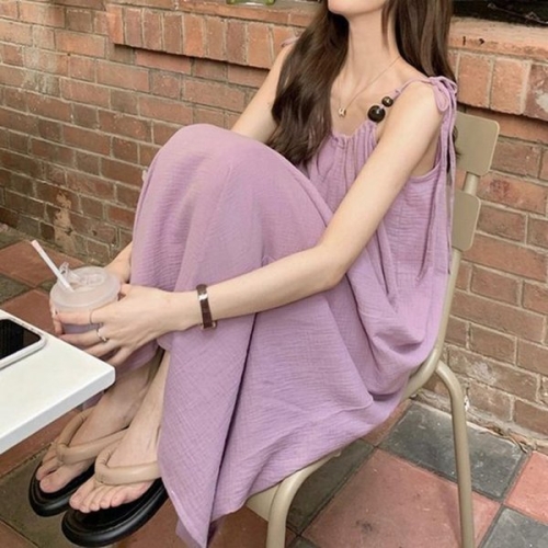 더블디 여성 링클프리 셔링 끈나시 원피스 TDN-0142 40698903A