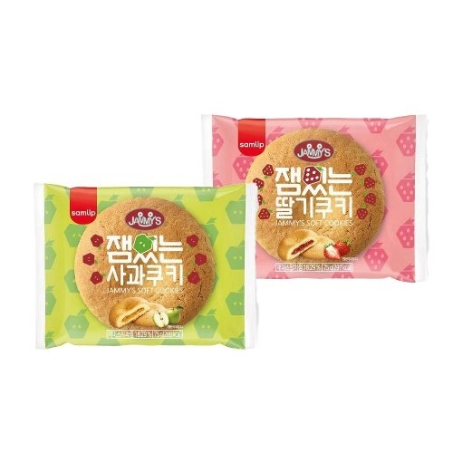 삼립 잼쿠키 75g 20입 2종 1박스 택 사과맛/딸기맛
