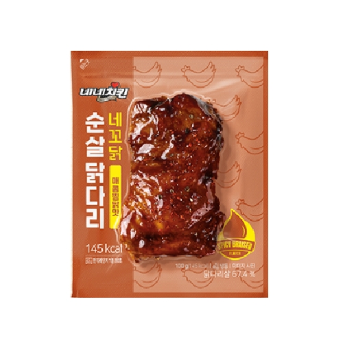 허닭프렌즈 네네치킨 네꼬닭 순살 닭다리 매콤찜닭맛 100g (18개)