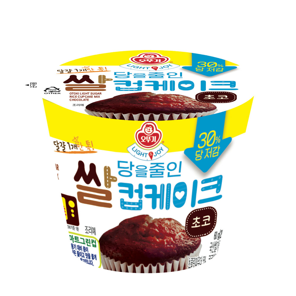 오뚜기 LIGHT&JOY 당을줄인 쌀컵케이크 초코 60g (3개)