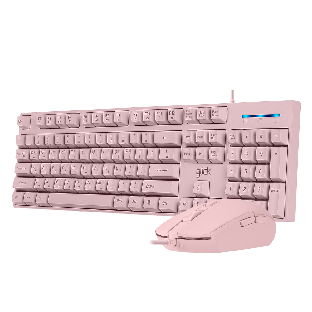 지클릭커 OFFICEPRO GMK-500 스탠다드 M 무소음 키보드 마우스 세트 (핑크)