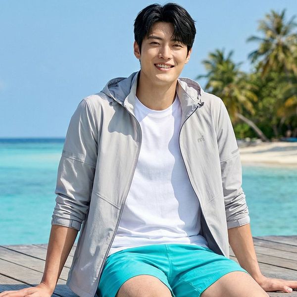 미스트랄 솔리드 스판 바람막이 자켓 662512 그레이 후드 집업 35864935_이미지