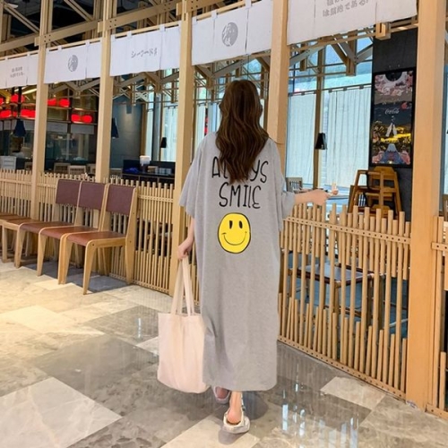 S393701 스마일 레터 반팔 루즈핏 박스 원피스 빅가능