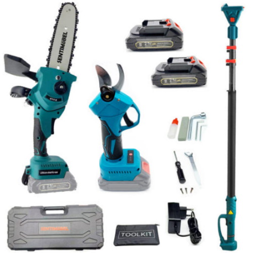 센티모벨 전동 전지가위 + 8인치 체인톱 + 연장대 (2.0Ah, 배터리 2개)_이미지