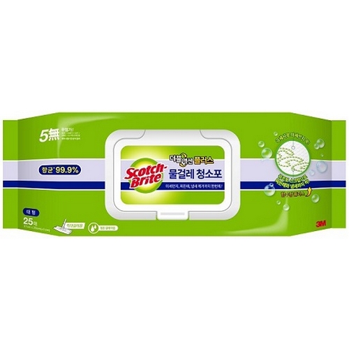 3M 스카치브라이트 물걸레 청소포 더블액션 플러스 대형 25매 (1개)_이미지