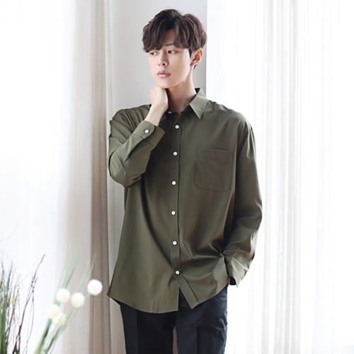빅사이즈클럽 JIN 링클프리 긴팔셔츠 370-8 올리브 3XL_이미지