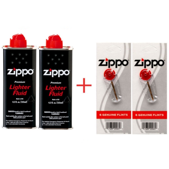 지포(ZIPPO) 라이터 오일 133ml 2개+부싯돌(6개입) 2개_이미지