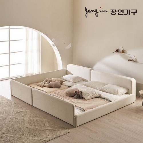 장인가구 하랑 패브릭 볼드헤드 데이베드 패밀리침대 SS+Q (본넬스프링)_이미지