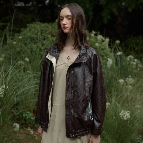 듀엘 하이넥 레더 집업 자켓 D254PSG261