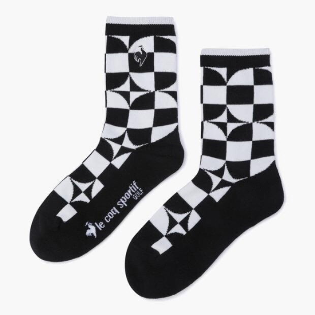 르꼬끄골프 체크패턴 자카드 미들 삭스 GQ122LSO21_BLCK