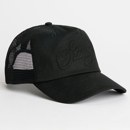 스투시 Trucker Cursive 트럭커 커시브 스티치 메시 캡 블랙 1311189 0001