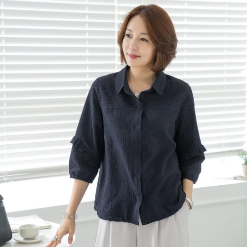  마담4060 Gongyoung 엄마옷 여름블라우스디르카라프릴 QBL2404085