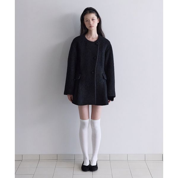 아미 DI 아방가르드 알파카 하프 자켓_블랙 25Holiday15 3051925