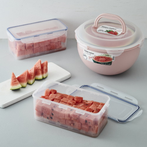 락앤락 ㅤ수박 야채 보관용기 원형 8L + 사각 3.4L x 2P 세트_이미지