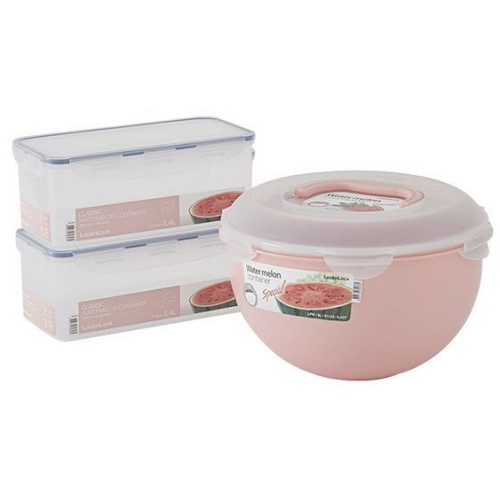 락앤락 ㅤ수박 야채 보관용기 원형 8L + 사각 3.4L x 2P 세트_이미지