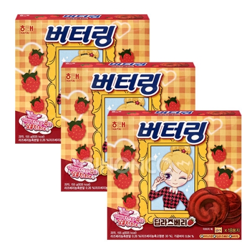 해태제과 버터링 딥라즈베리 155g (3개)