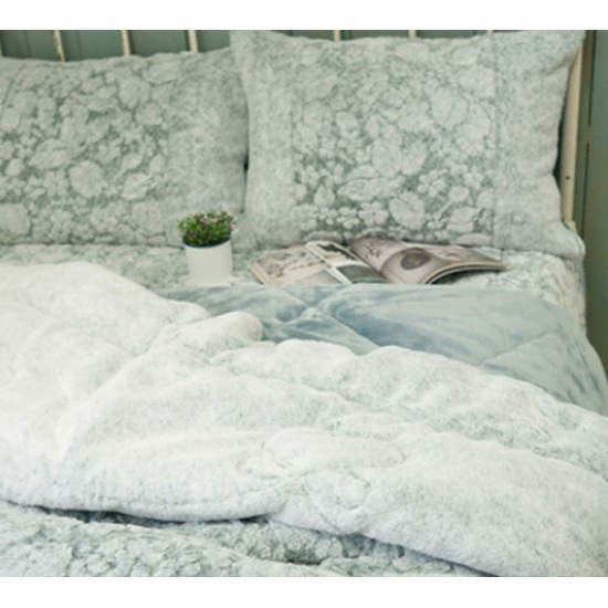 마마스룸 다미에 다크그린 극세사 차렵이불 (퀸 Q)