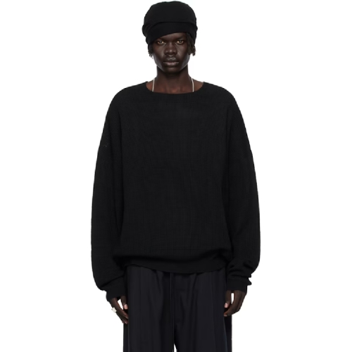 피어오브갓 블랙 와플 크루넥 스웨트셔츠 252161M204001_이미지