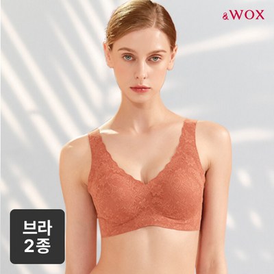 왁스 WOX 앤 꿈브라 앤틱 레이스 런닝형 2종 여성 심리스 브라 1717304 선택06_블루그레이+러스트로즈 브라L