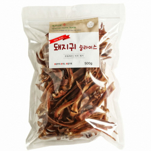 수제 돼지귀 슬라이스 500g