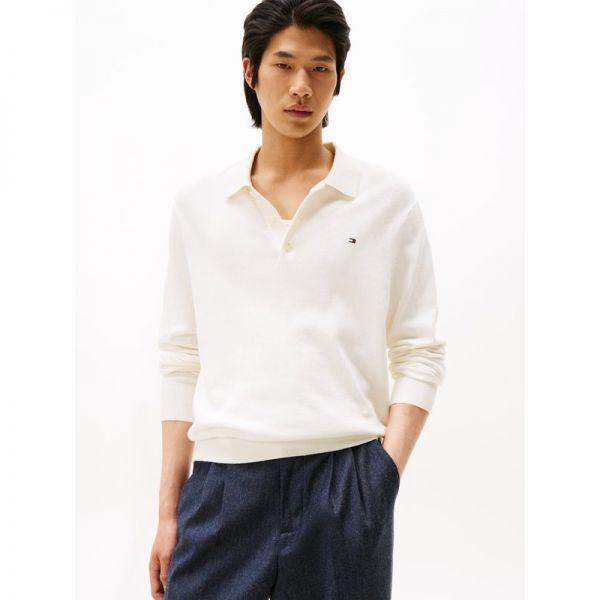  타미힐피거 PIMA ORG CTN CASHMERE LS 폴로 롱슬리브 긴팔 탑 상의 아이보리 petal 11052374